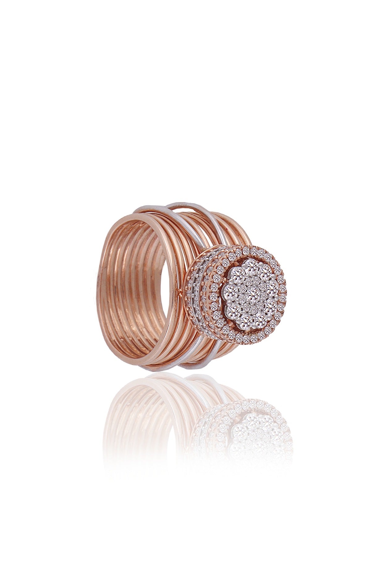 Rose Gold Plated Diamond & White Stone Ring