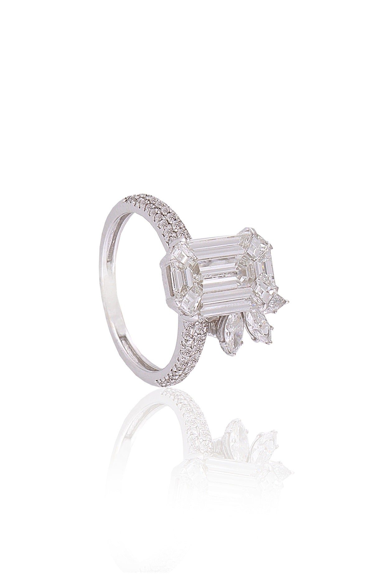 White Plated Diamond Ring