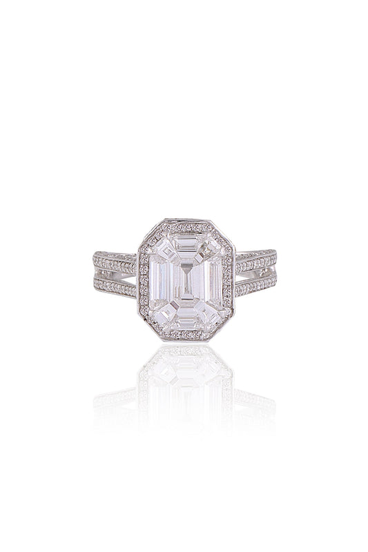 White Plated Diamond Ring