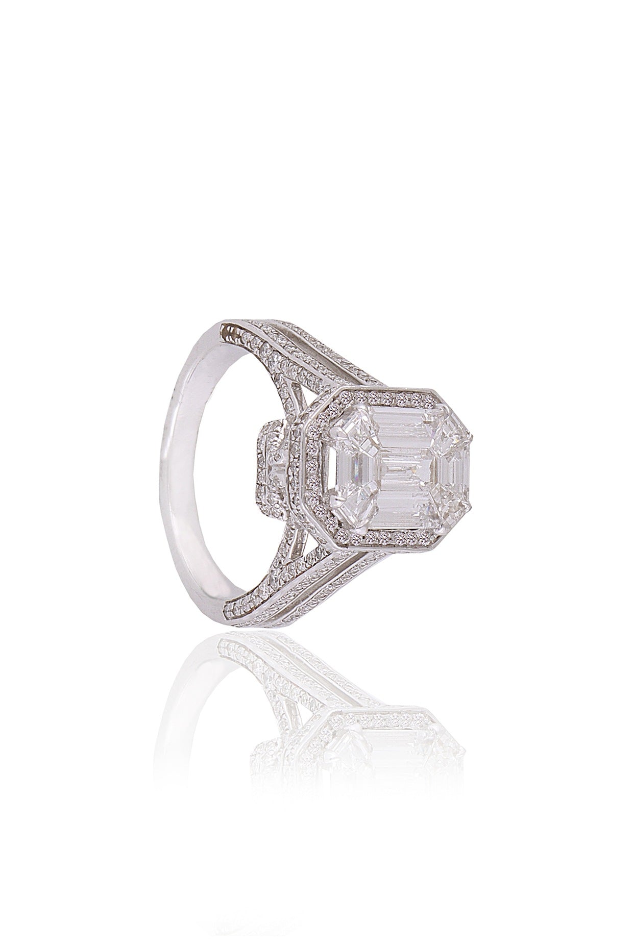 White Plated Diamond Ring