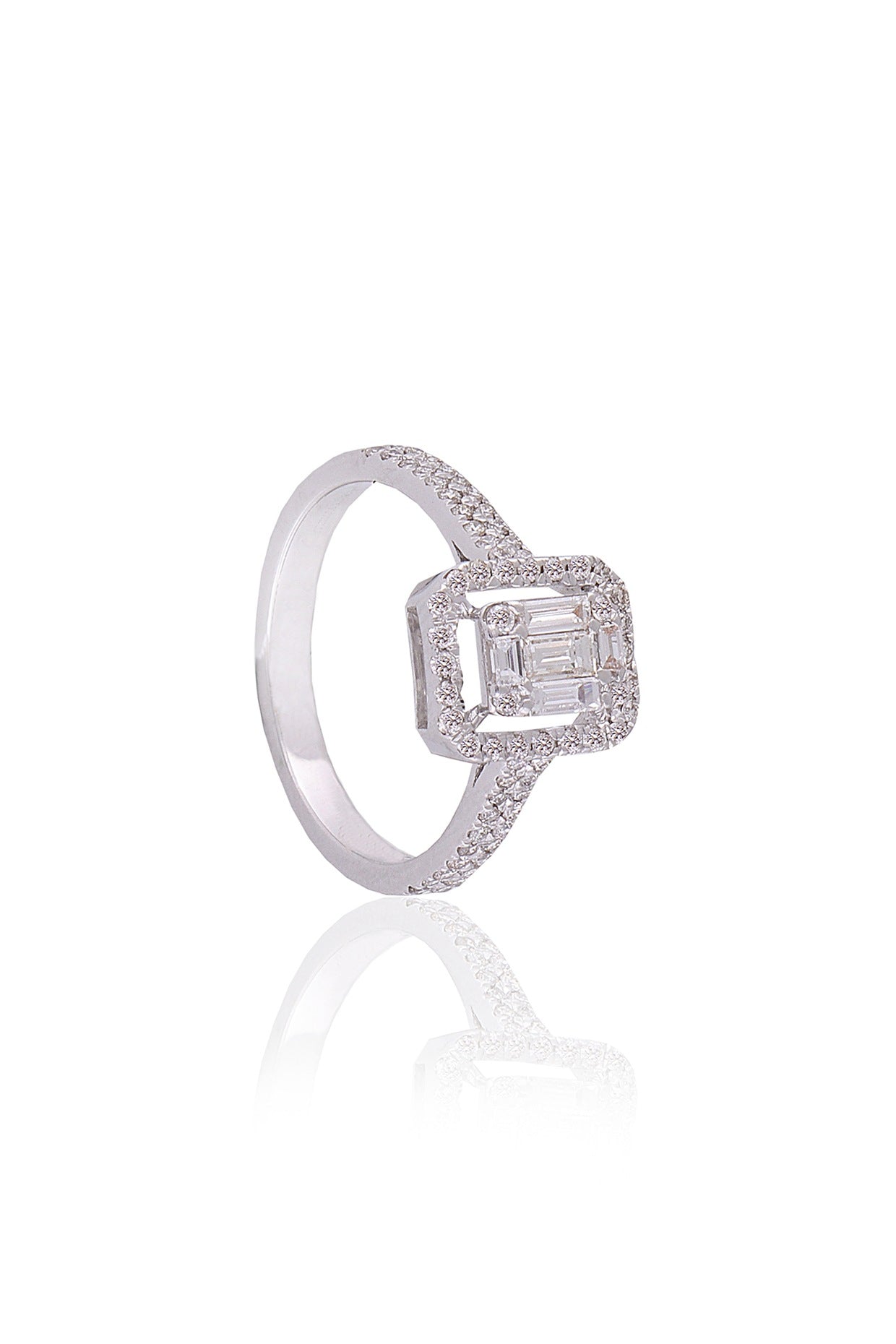 White Plated Diamond Ring