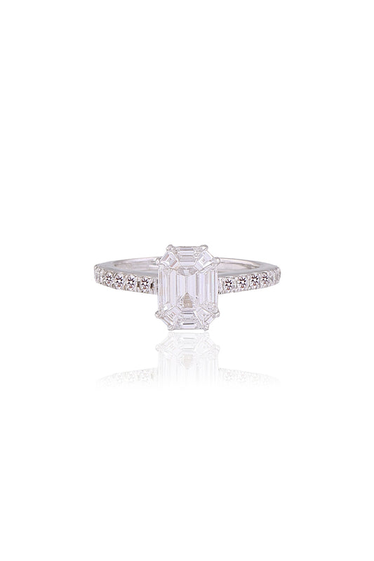 White Plated Diamond Ring