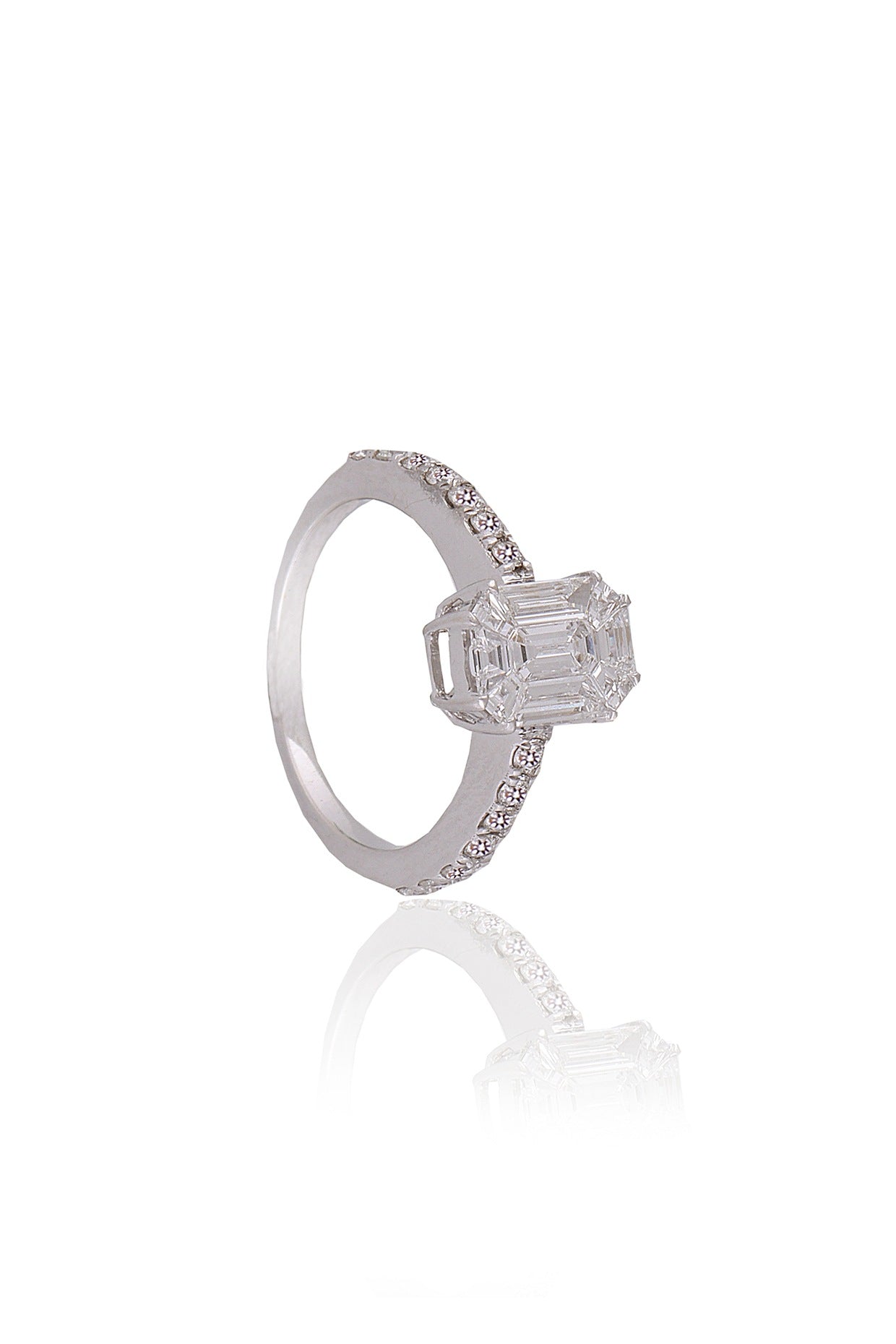 White Plated Diamond Ring