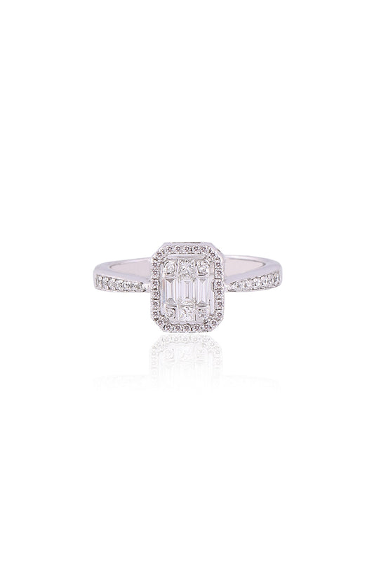 White Plated Diamond Ring