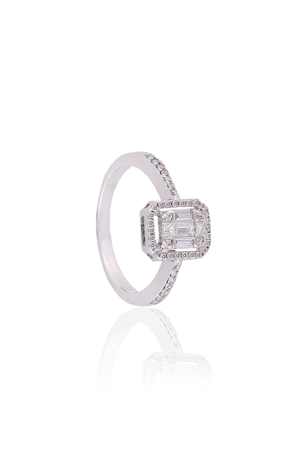 White Plated Diamond Ring