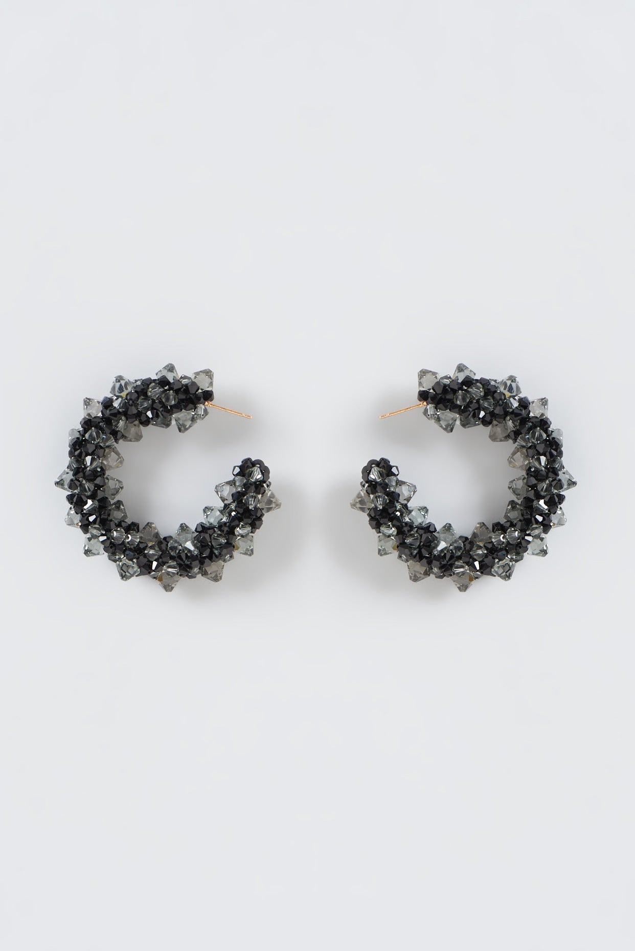 Black & Grey Xillion Swarovski Crystal Hoop Earrings