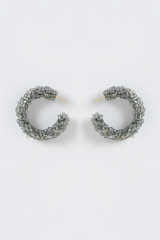 Grey Xillion Swarovski Crystal Hoop Earrings