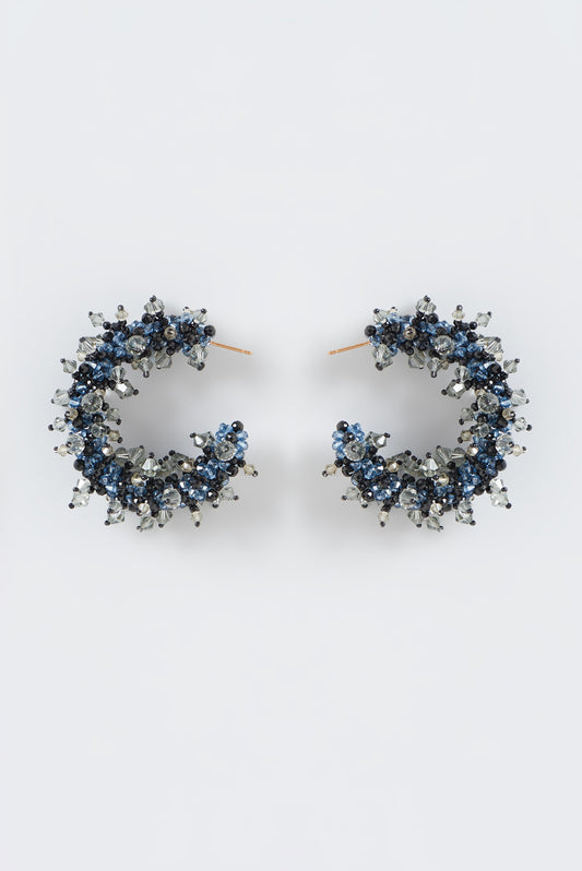 Midnight Blue Xillion Swarovski Crystal Hoop Earrings