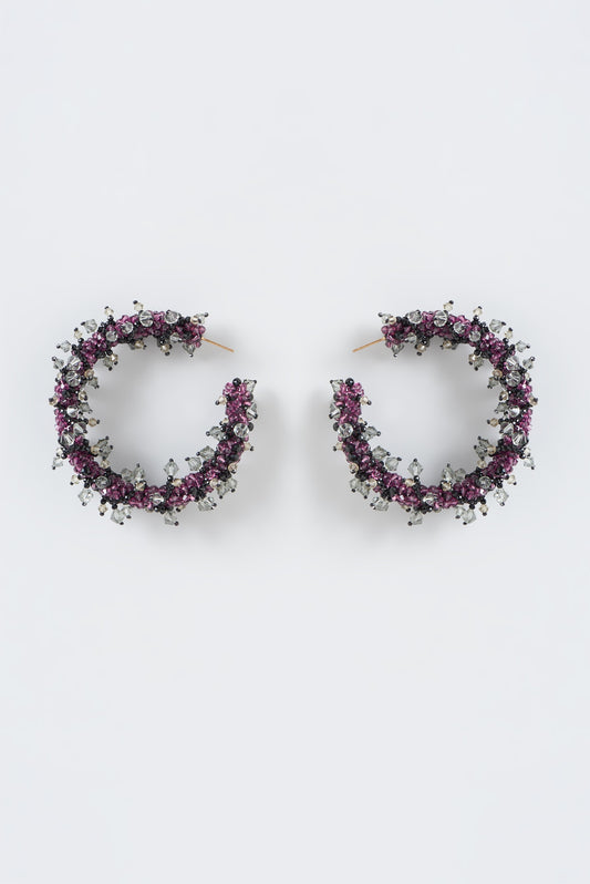 Purple Xillion Swarovski Crystal Hoop Earrings