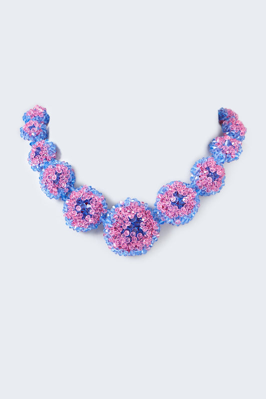 Rose Pink & Sapphire Blue Xillion Swarovski Crystal Choker Necklace