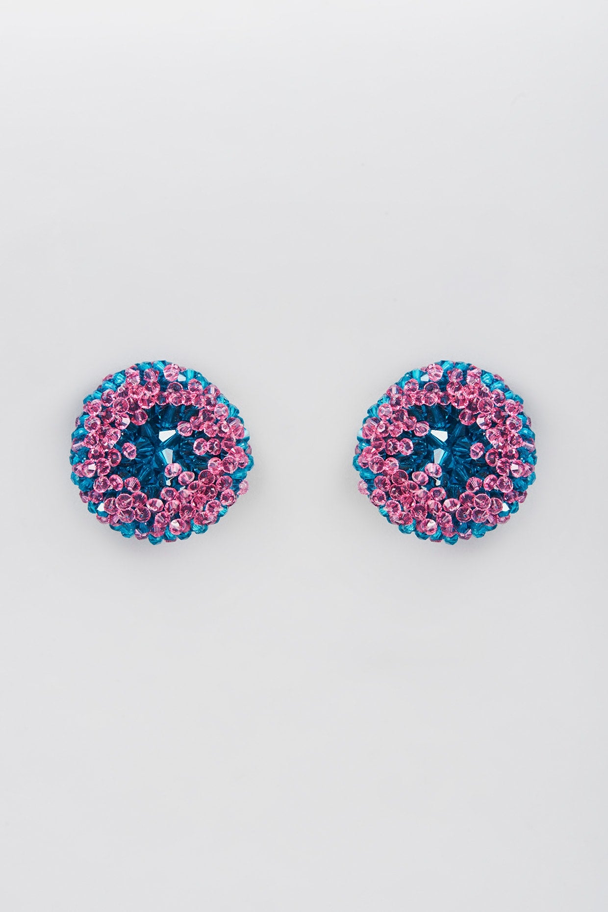 Turquoise & Pink Swarovski Xilion Crystal Stud Earrings