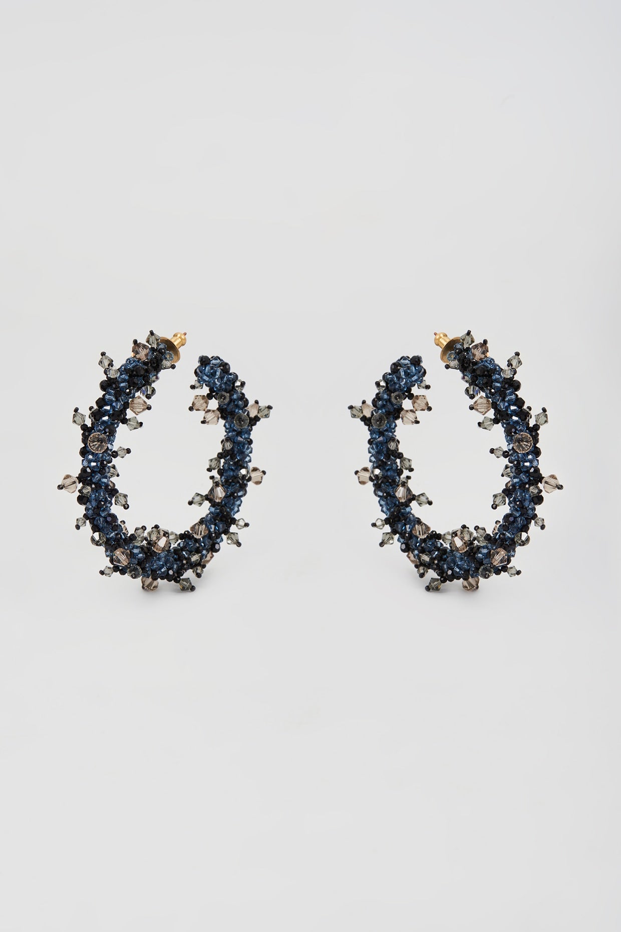 Midnight Blue Swarovski Xilion Crystal Hoop Earrings