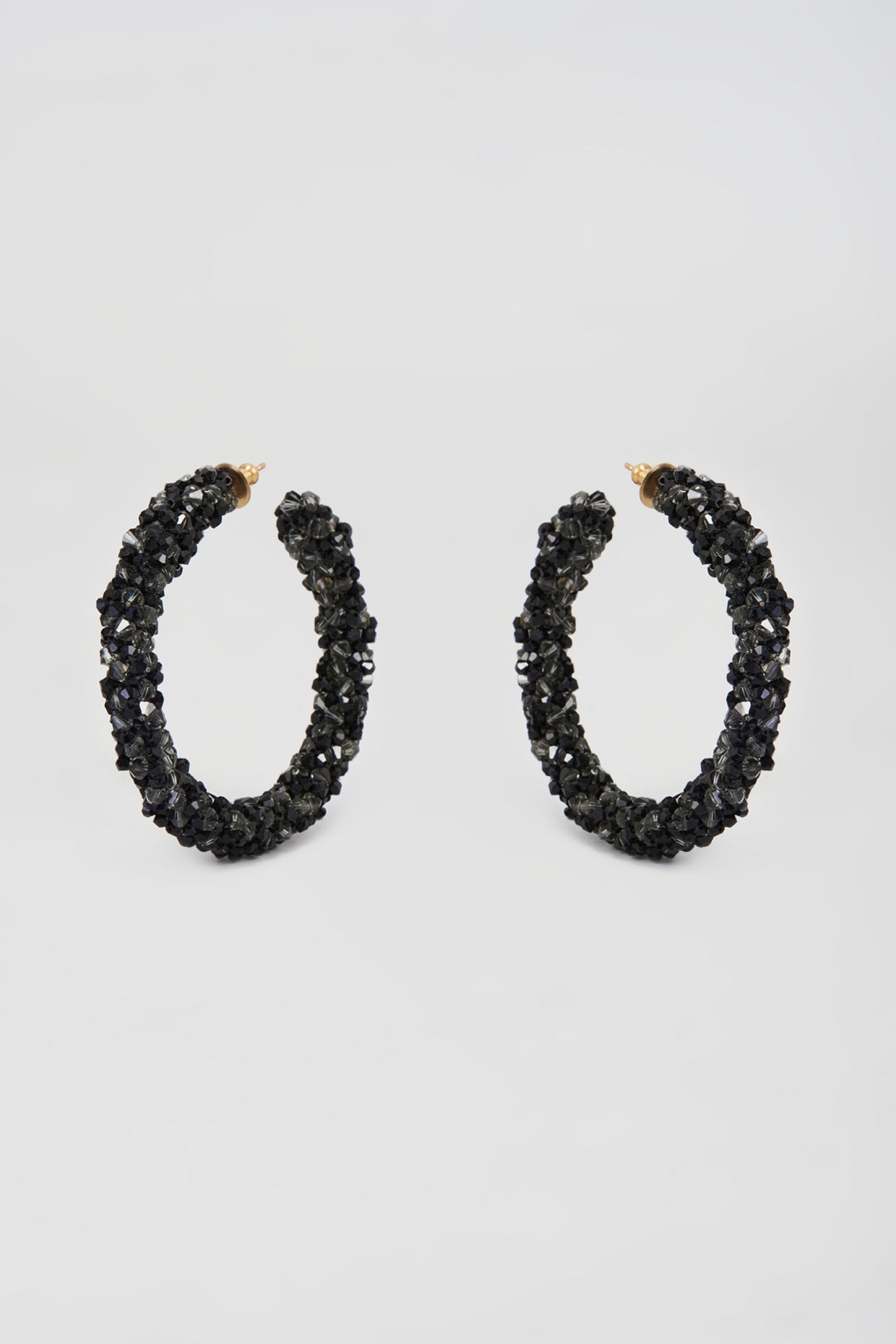 Black Swarovski Xilion Crystal Hoop Earrings