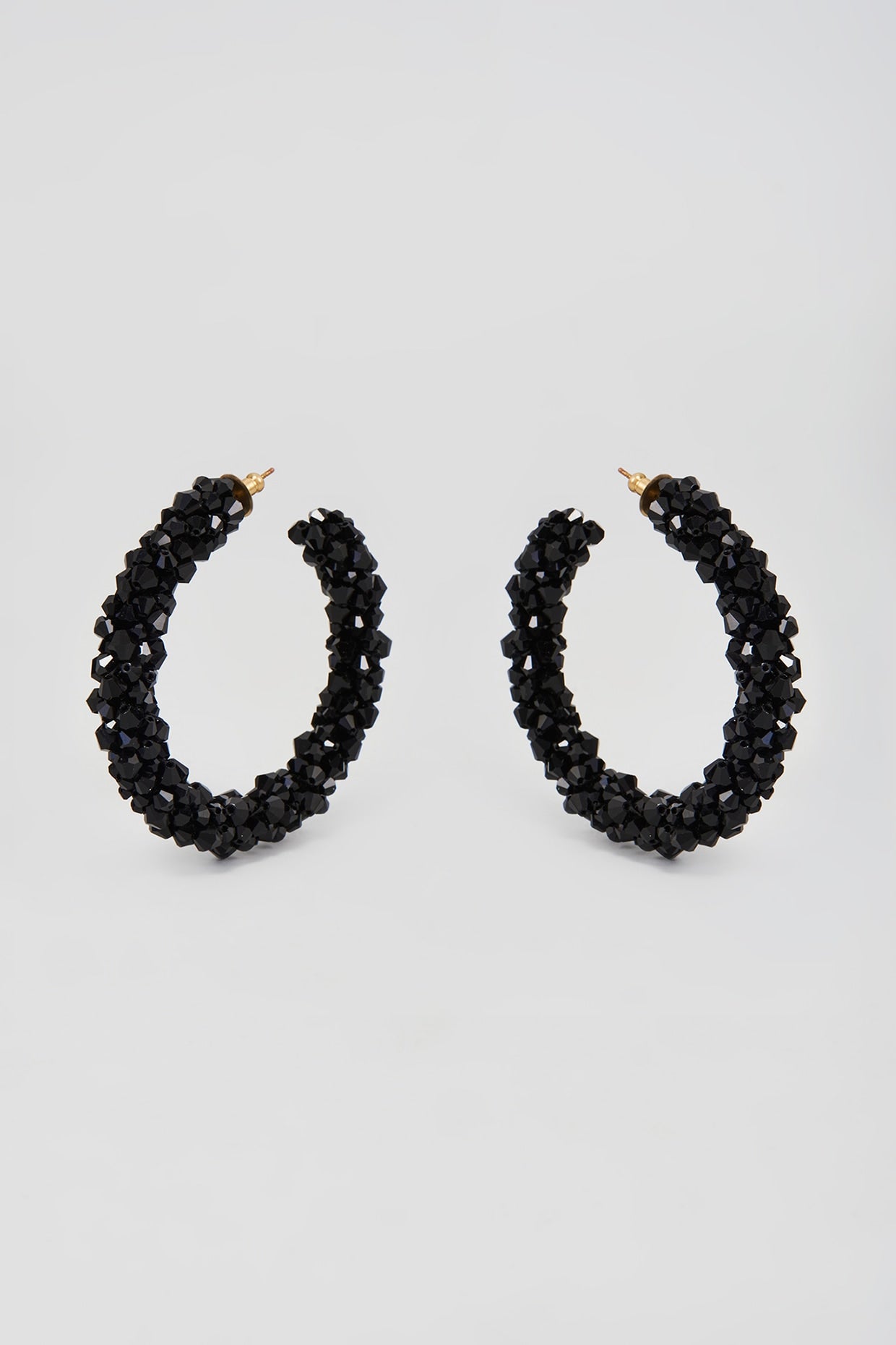 Black Swarovski Xilion Crystal Hoop Earrings