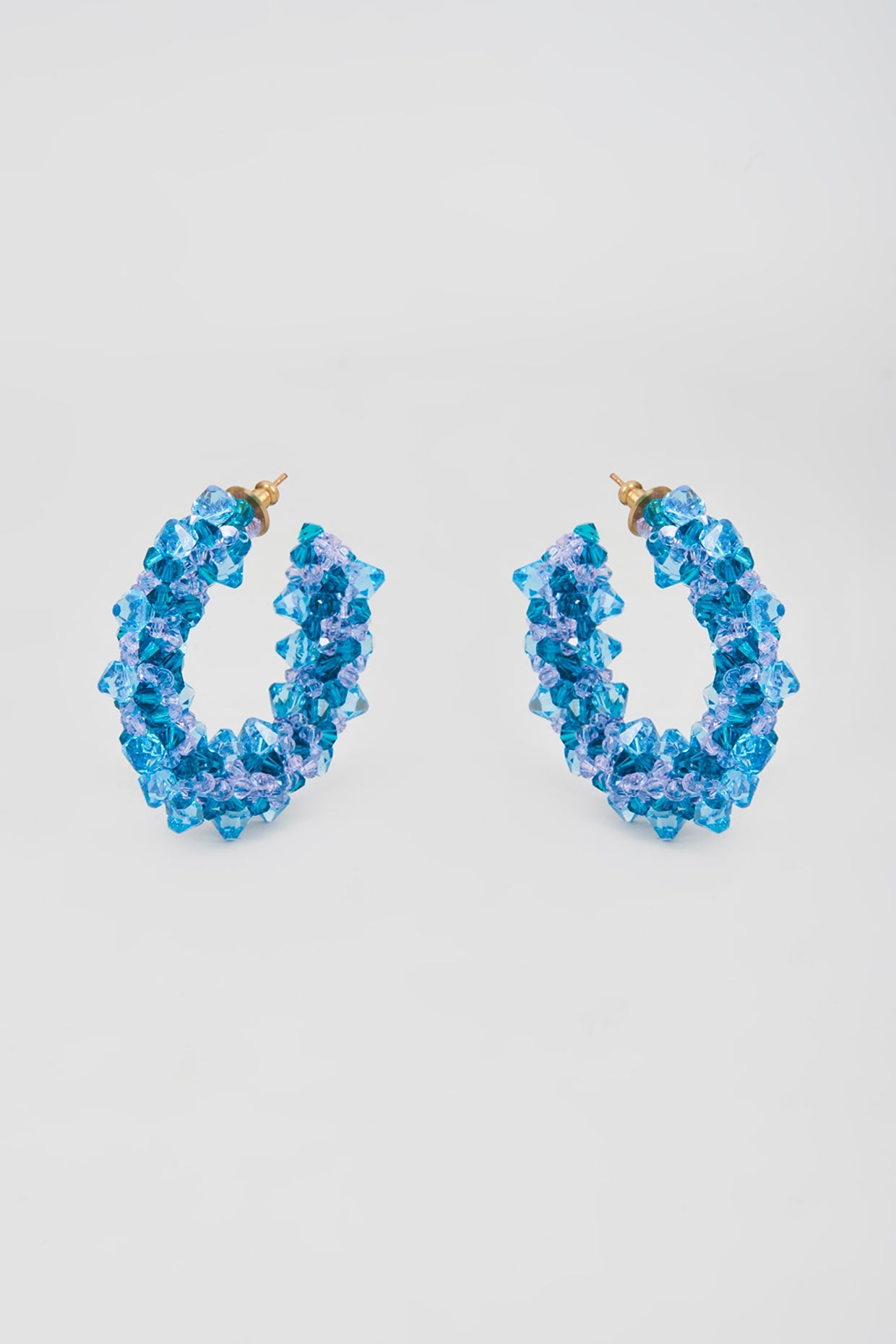 Aquamarine Swarovski Xilion Crystal Hoop Earrings