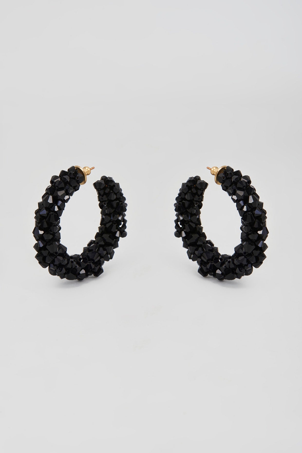 Black Swarovski Xilion Crystal Hoop Earrings