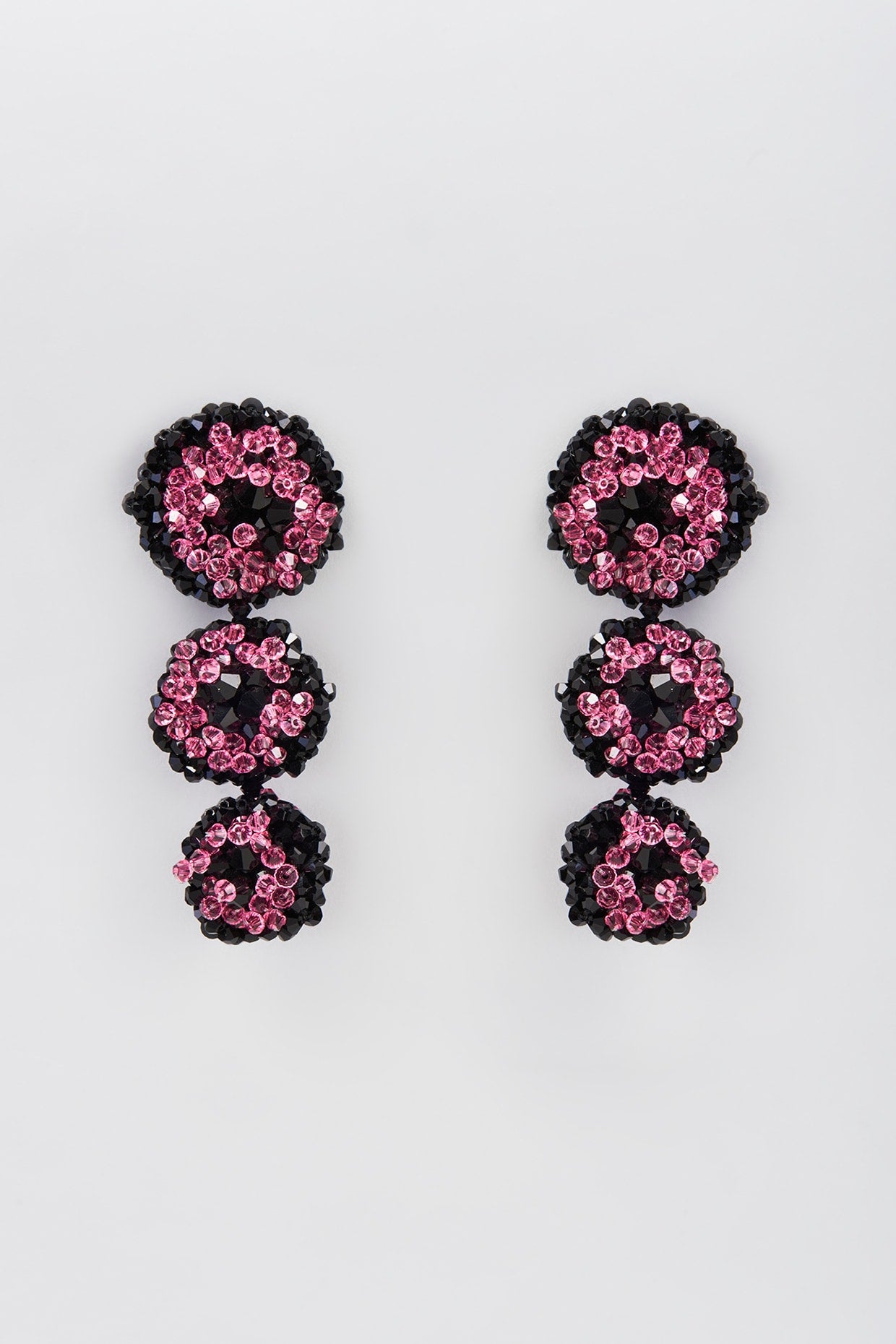 Black & Pink Swarovski Xilion Crystal Dangler Earrings