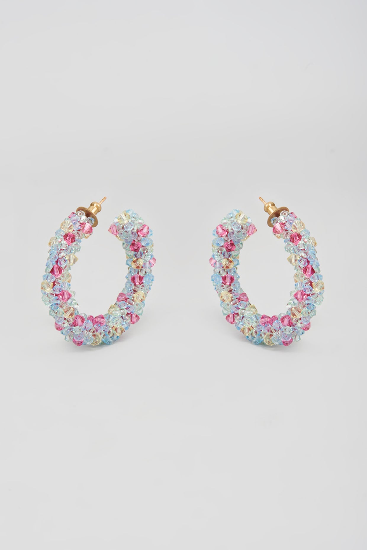 Multi-Colored Swarovski Xilion Crystal Hoop Earrings