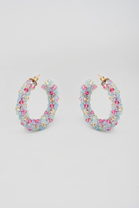 Multi-Colored Swarovski Xilion Crystal Hoop Earrings