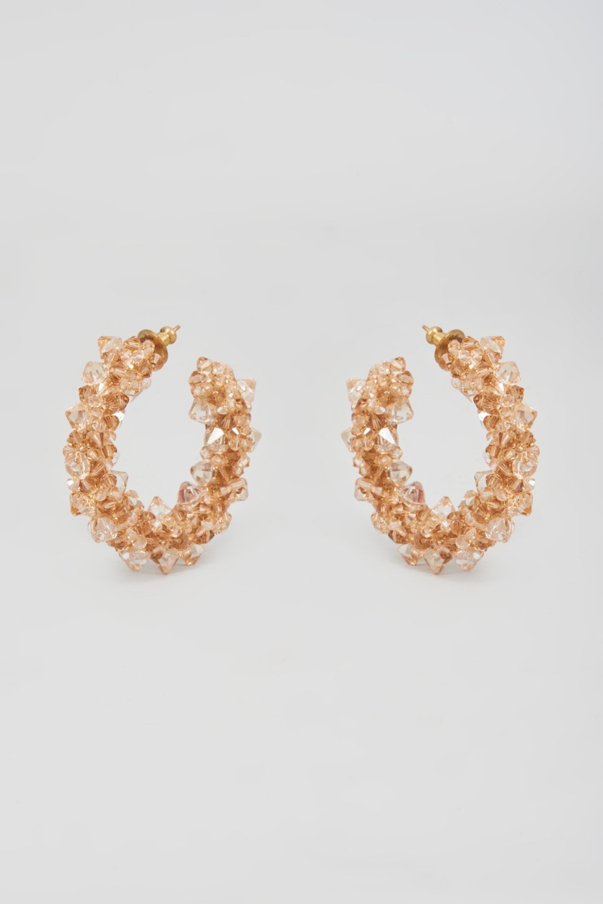 Champagne Swarovski Xilion Crystal Hoop Earrings