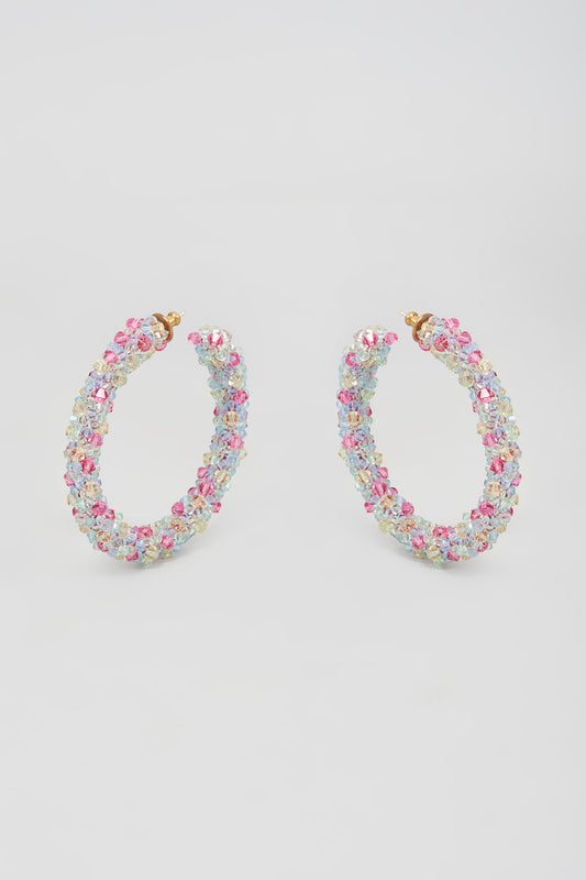 Multi-Colored Swarovski Xilion Crystal Hoop Earrings