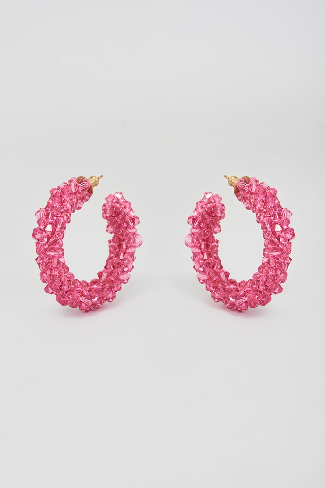 Pink Swarovski Xilion Crystal Hoop Earrings