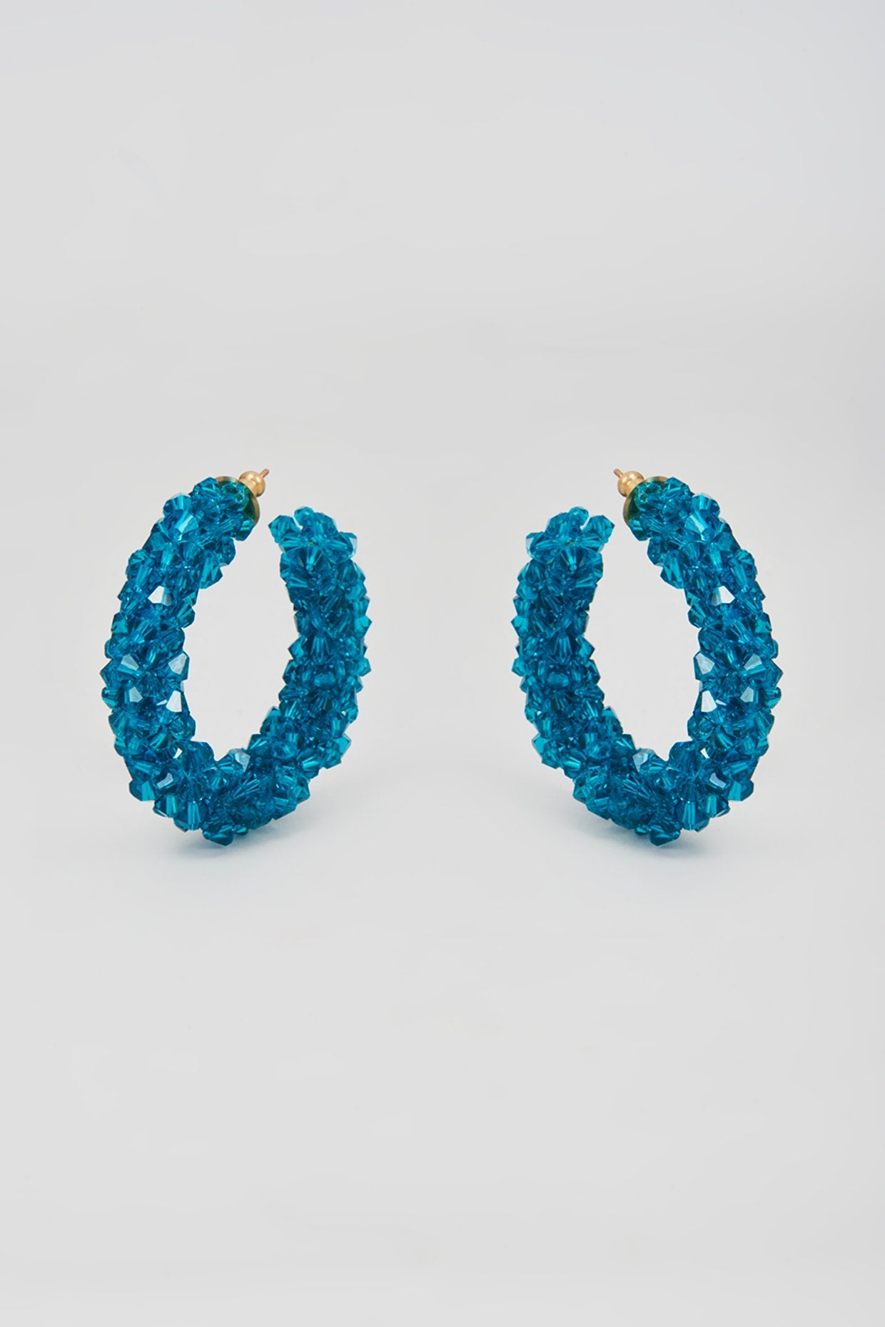 Turquoise Swarovski Xilion Crystal Hoop Earrings