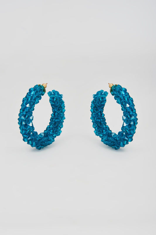 Turquoise Swarovski Xilion Crystal Hoop Earrings