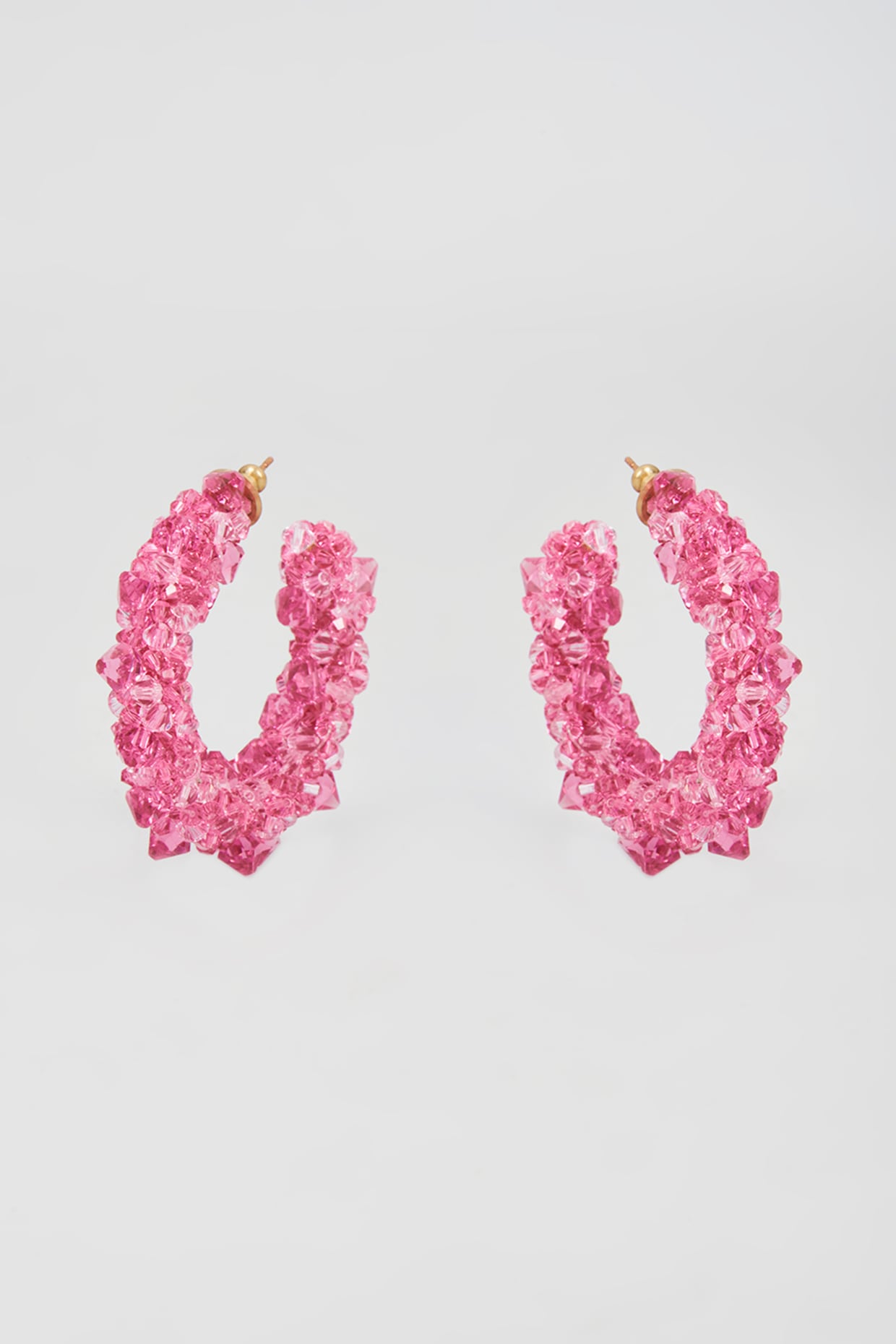 Pink Swarovski Xilion Crystal Hoop Earrings