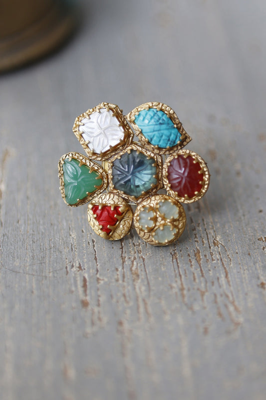 Gold Plated Acrylic Stone Ring