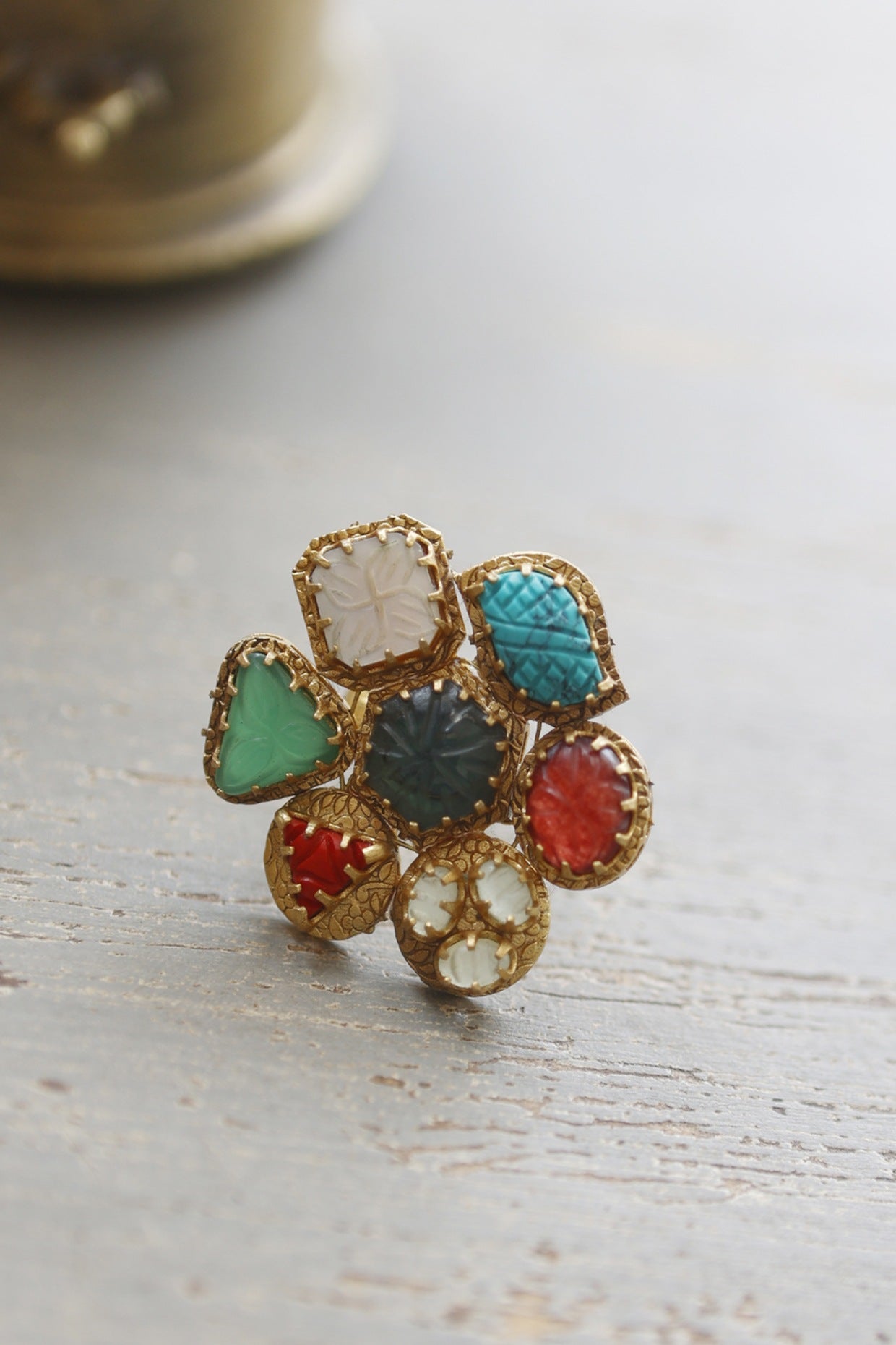 Gold Plated Acrylic Stone Ring