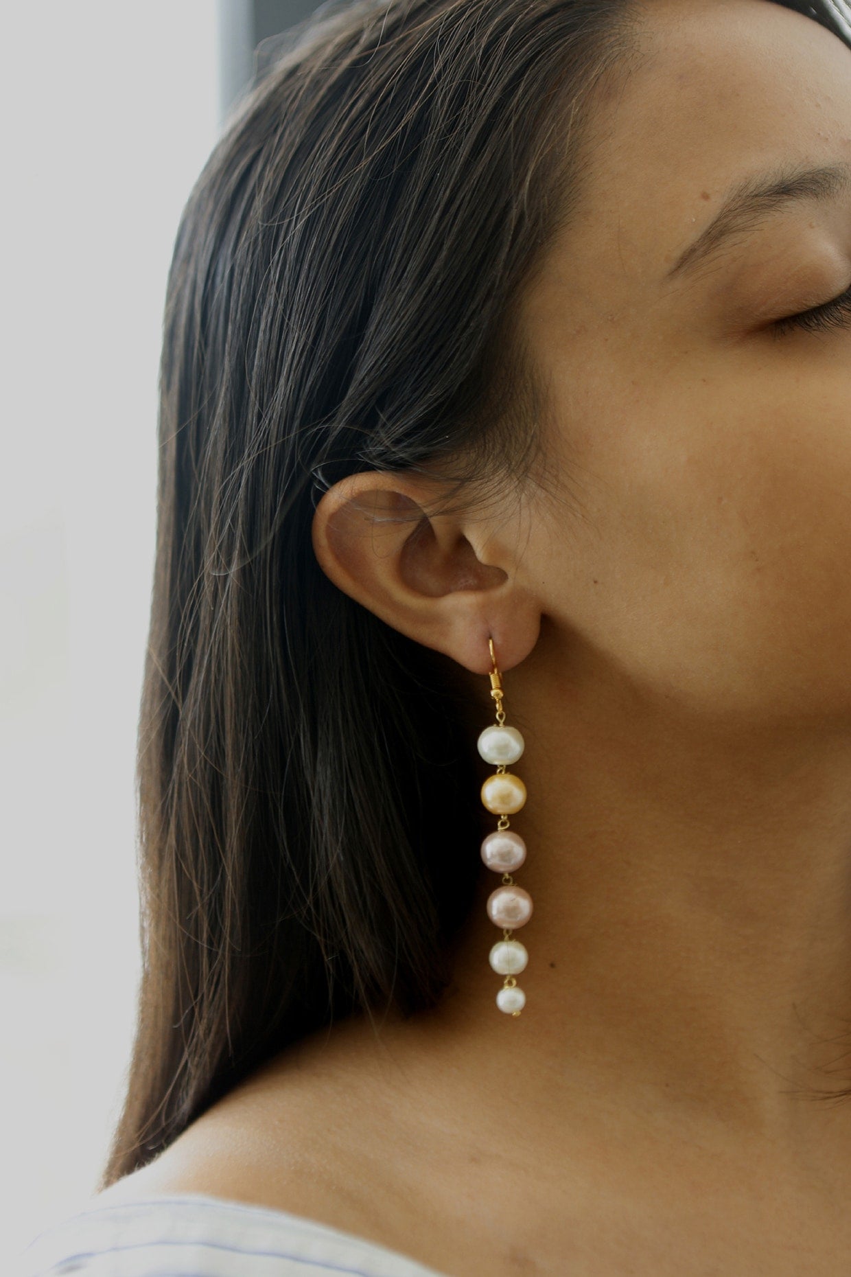 Gold Plated Pearl Dangler Earrings