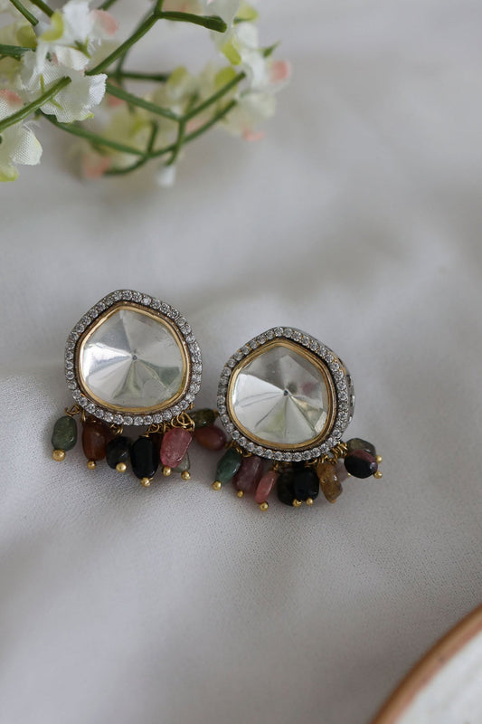 Gold Plated Polki Stud Earrings