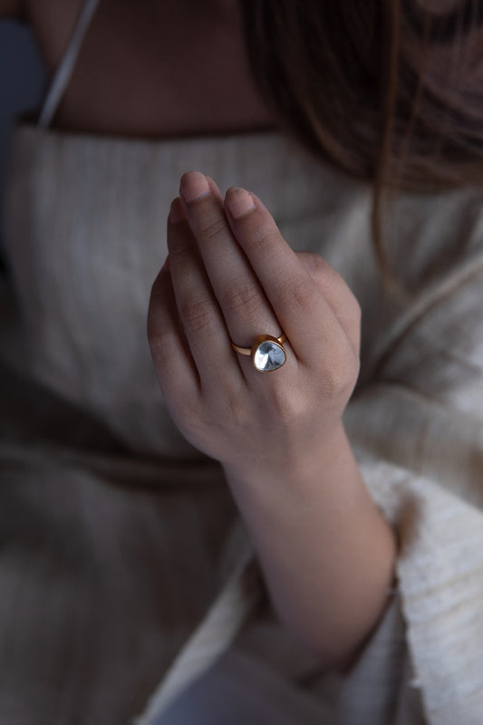 Gold Plated Kundan Polki Ring