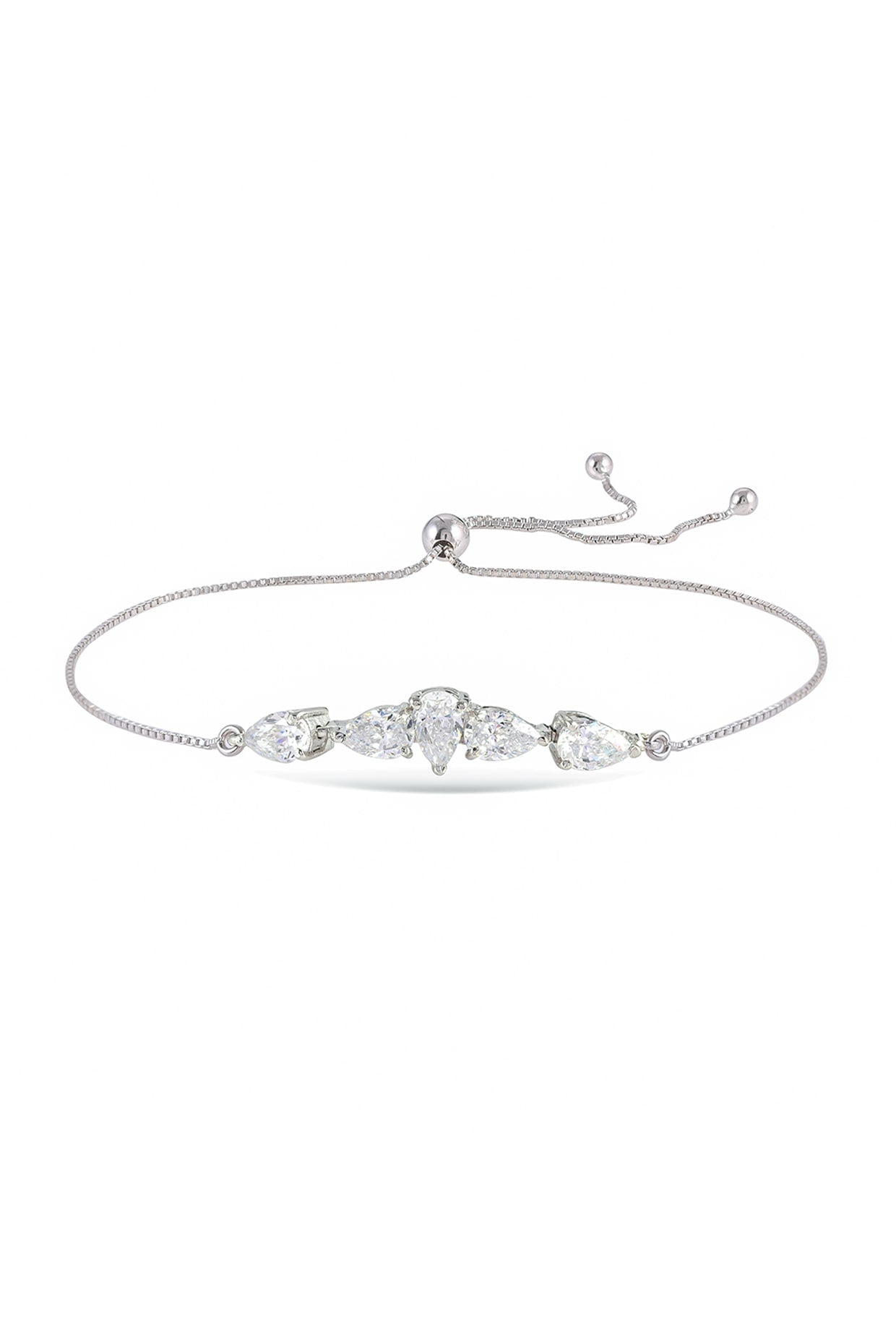 Silver Rhodium Finish Zircon Bracelet In Sterling Silver