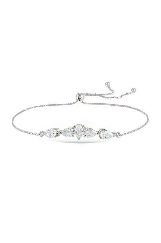 Silver Rhodium Finish Zircon Bracelet In Sterling Silver