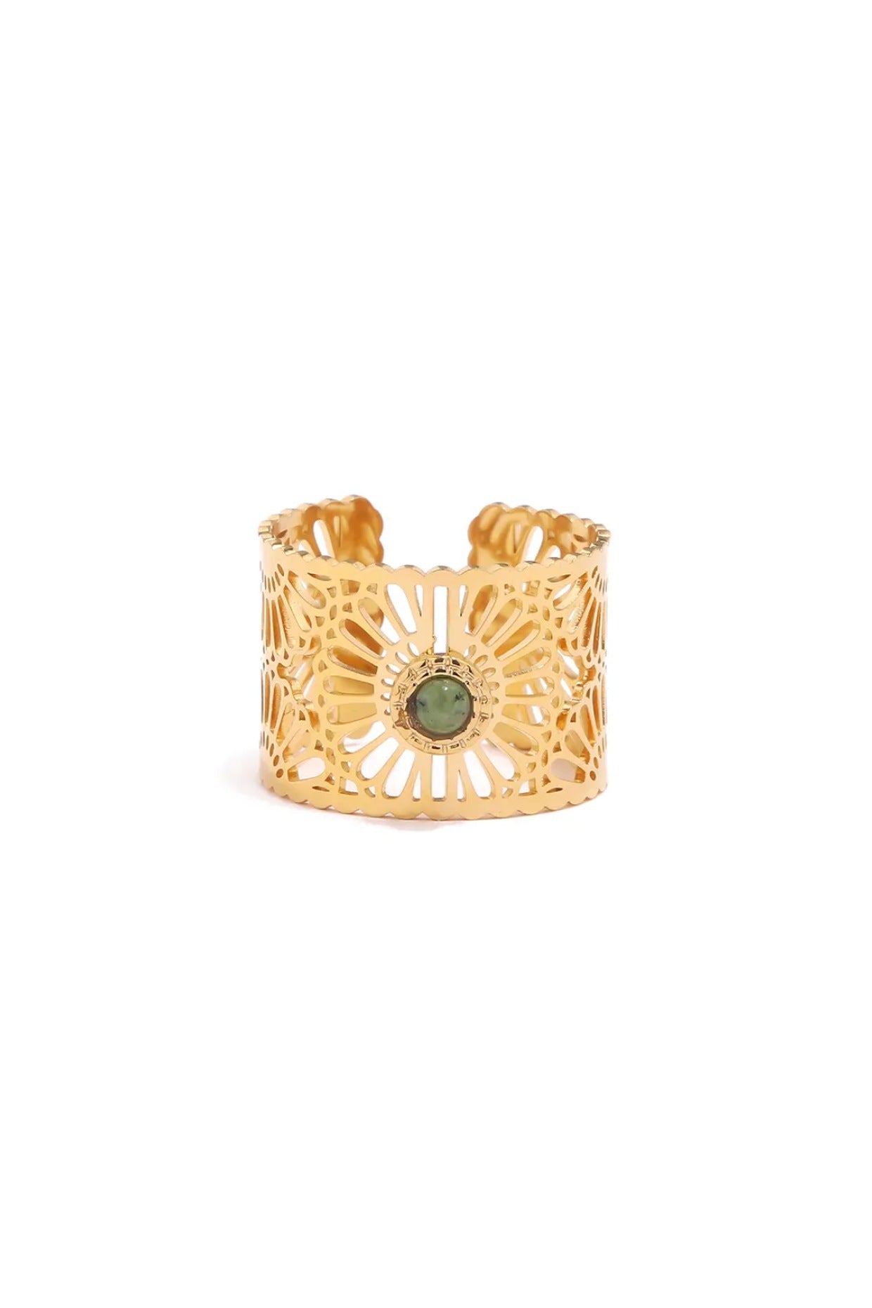 Gold Plated Floral Cut Adjustable Ring