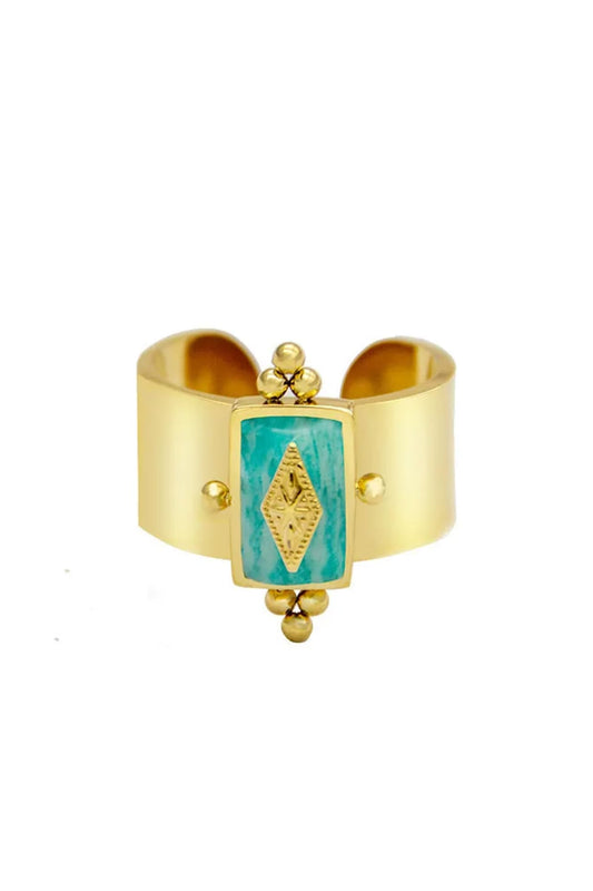 Gold Plated Royal Armor Stone Adjustable Ring