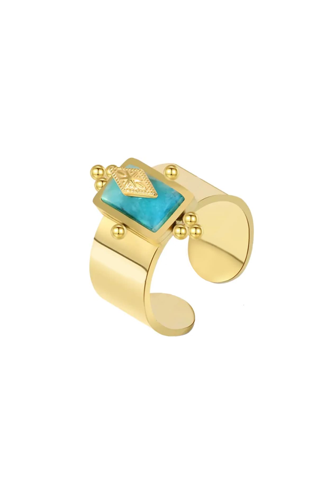 Gold Plated Royal Armor Stone Adjustable Ring