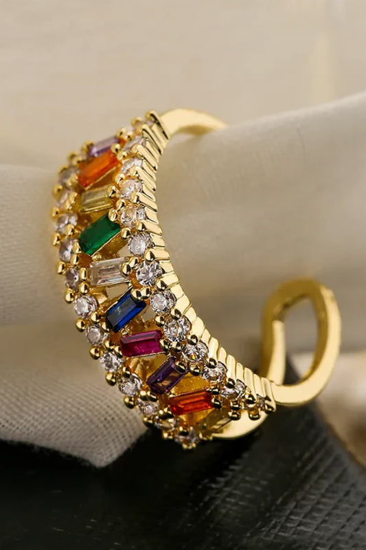 Gold Plated Multi-Colored Zircon Ring