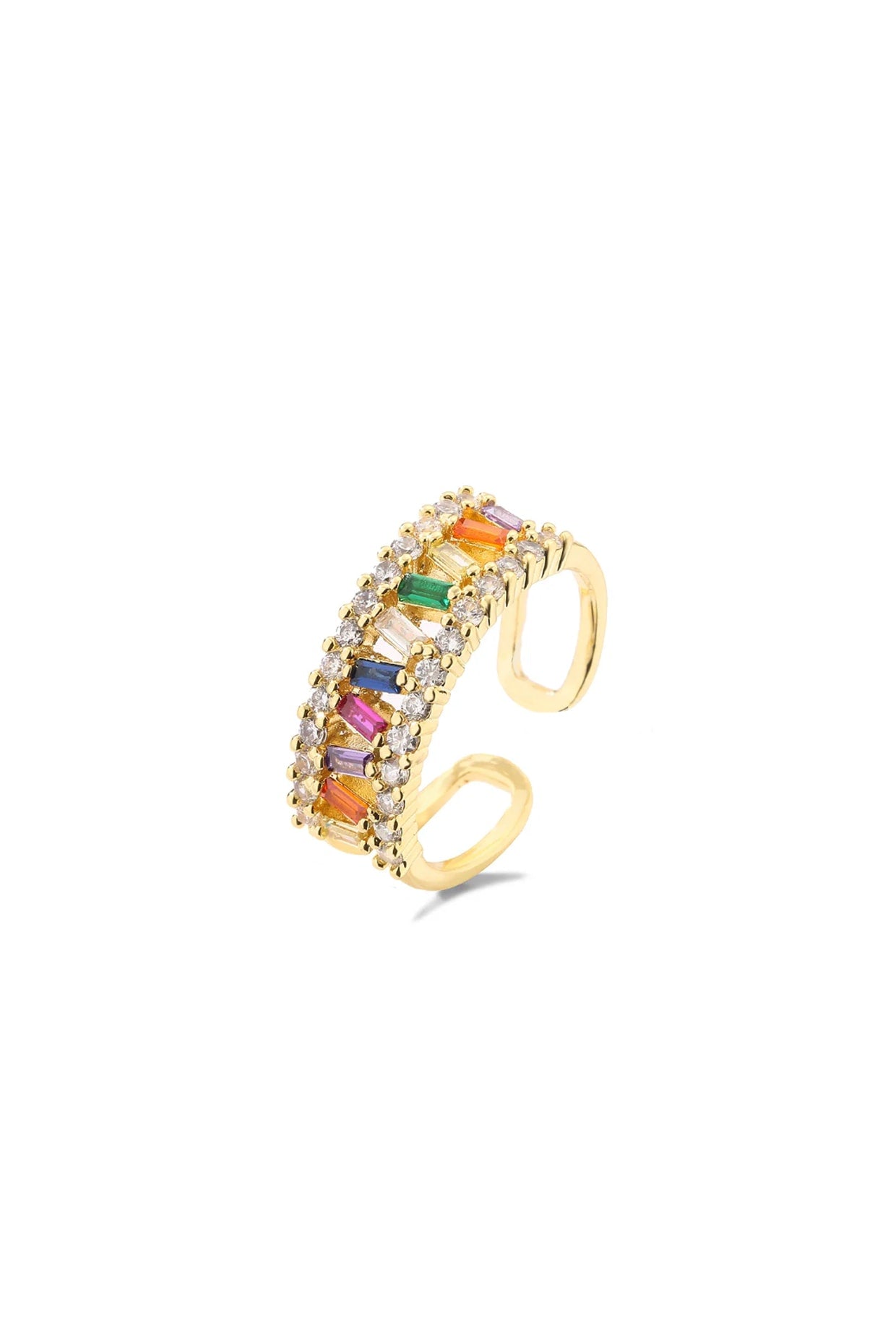 Gold Plated Multi-Colored Zircon Ring