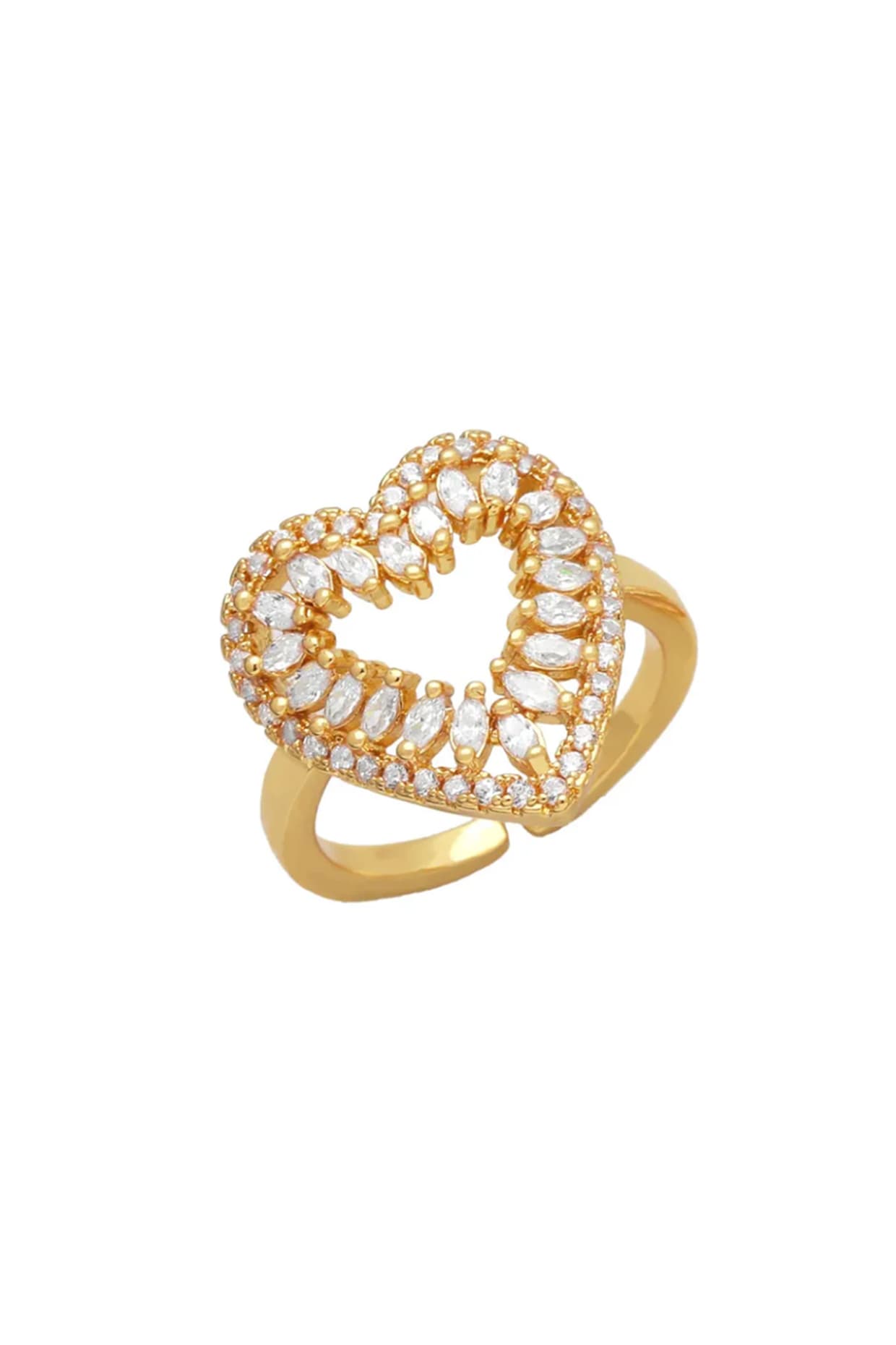 Gold Plated Zircon Heart Ring