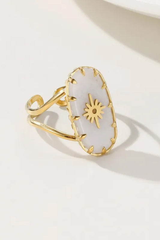 Gold Plated Natural White Stone Ring