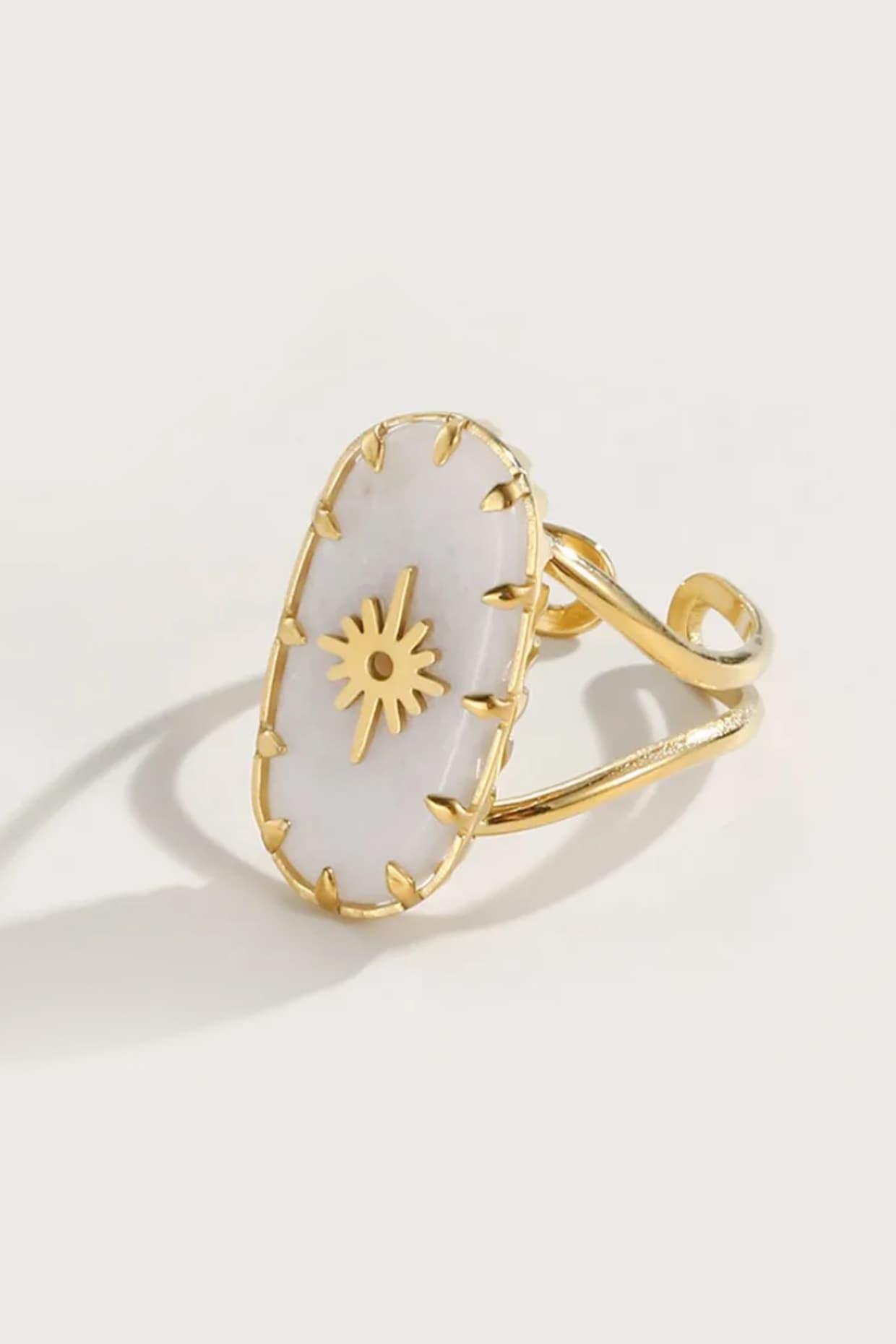 Gold Plated Natural White Stone Ring