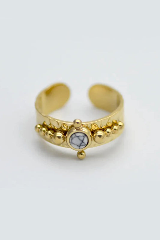 Gold Plated Marble Stone Ring