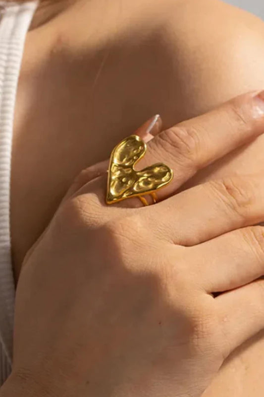 Gold Plated Chunky Heart Ring