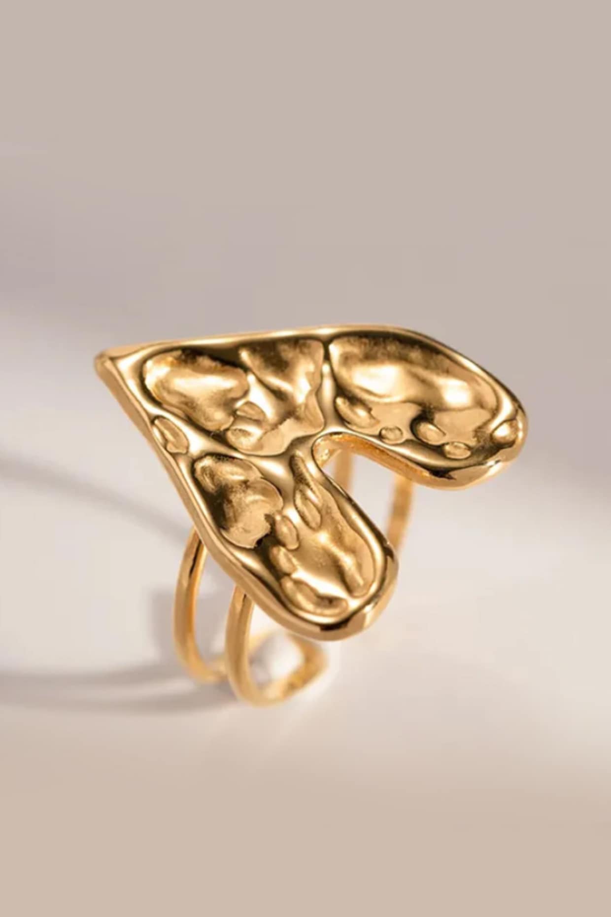 Gold Plated Chunky Heart Ring