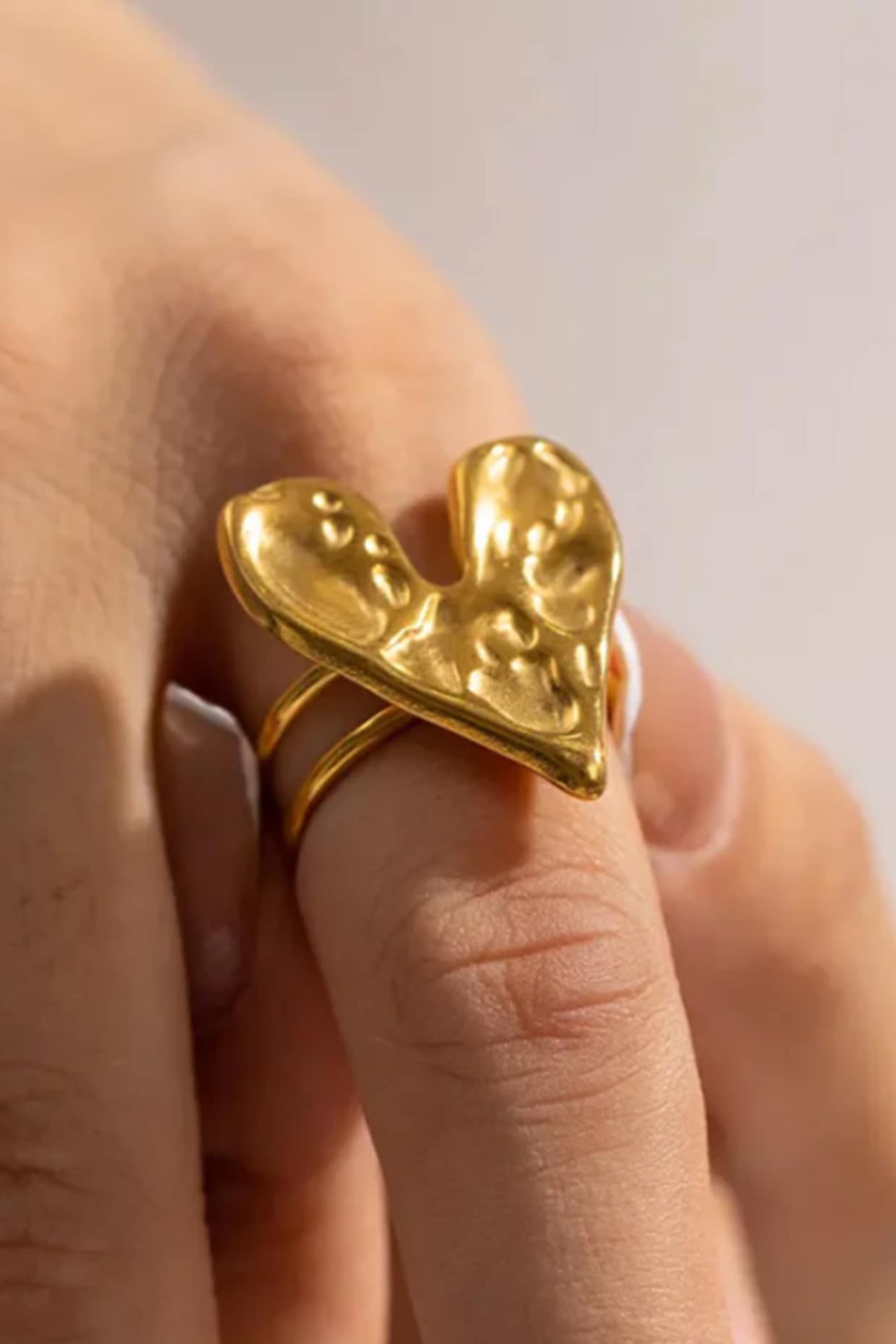 Gold Plated Chunky Heart Ring