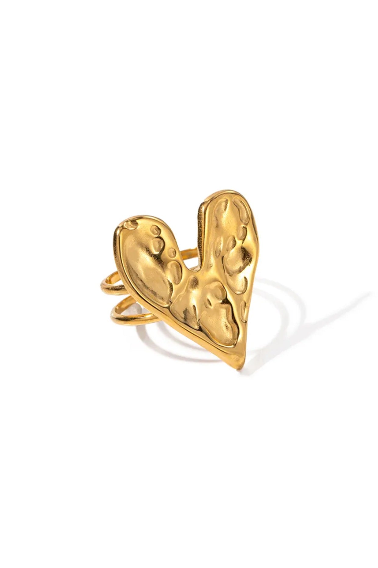 Gold Plated Chunky Heart Ring