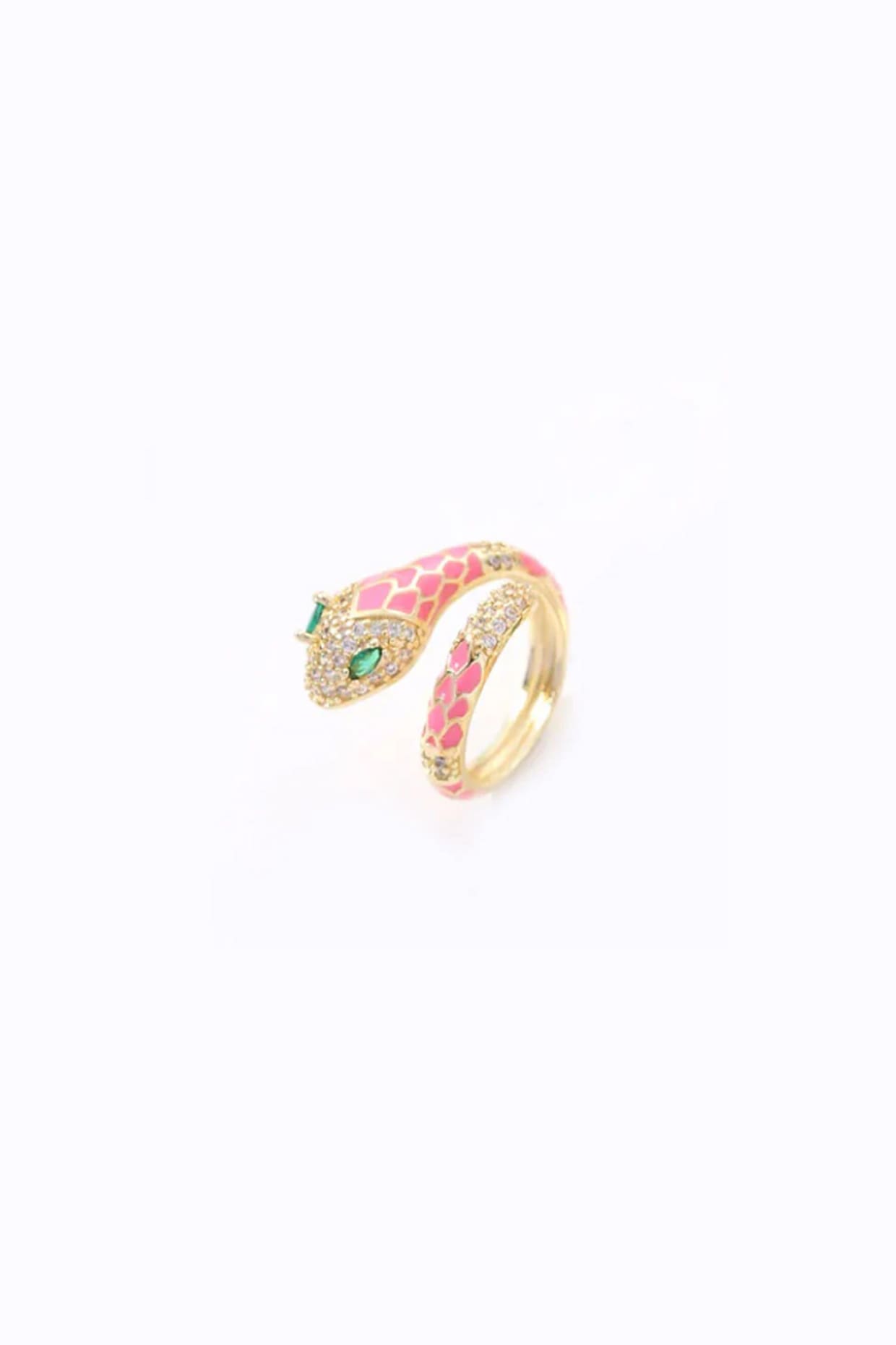 Gold Plated Pink Serpent Snake Ring